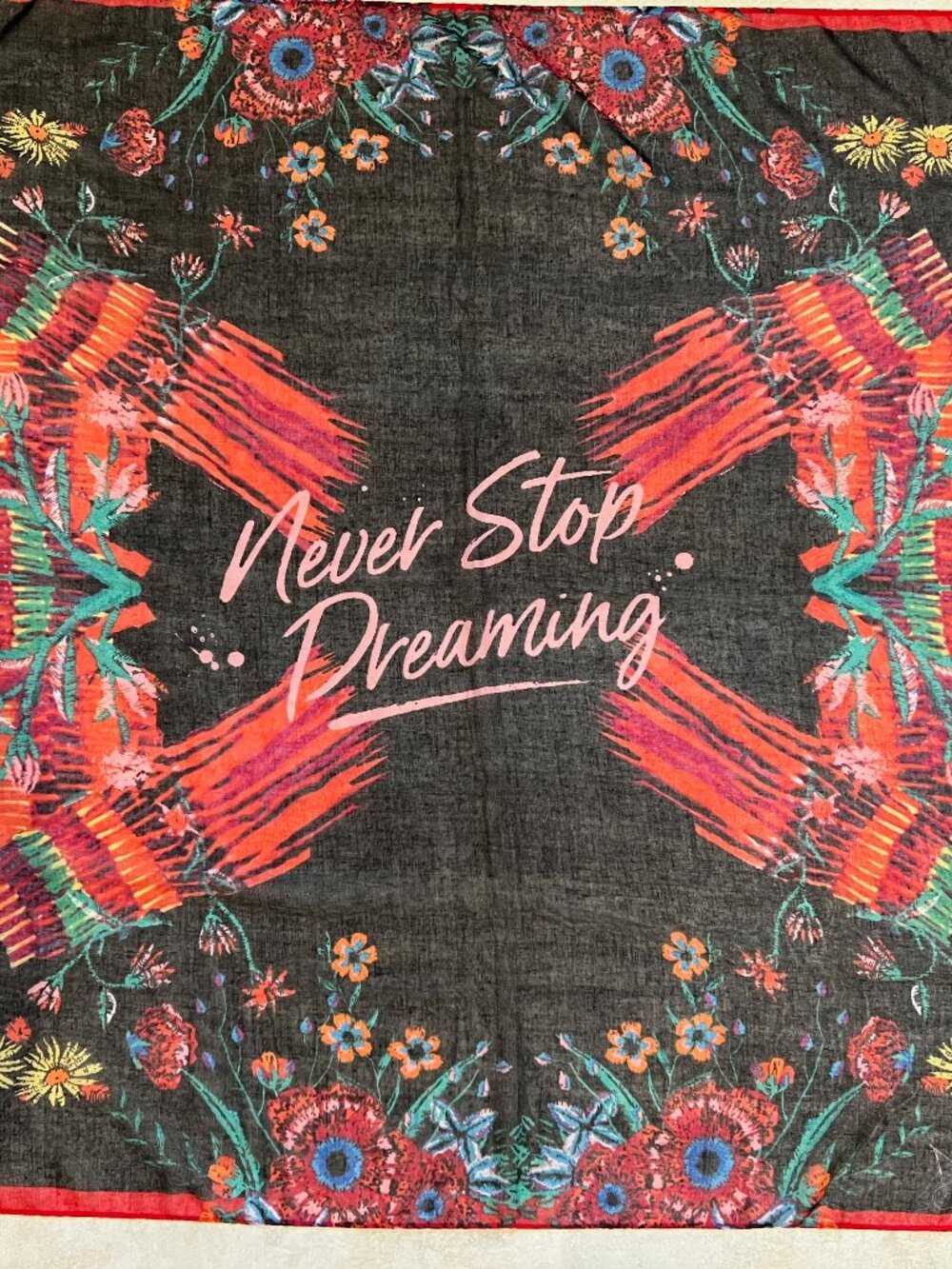 Desigual "Never Stop Dreaming" Joala Graphic Print Oversized Scarf Wearable Art